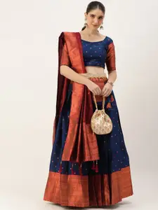 DIVASTRI Woven Design Silk Semi-Stitched Lehenga & Unstitched Blouse With Dupatta