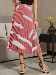 ZWERLON Women Printed A-Line Midi Skirt