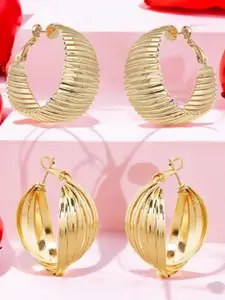 OOMPH Set Of 2 Contemporary Shaped Hoop Earrings