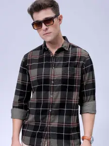 The Indian Garage Co Spread Collar Tartan Checked Casual Shirt