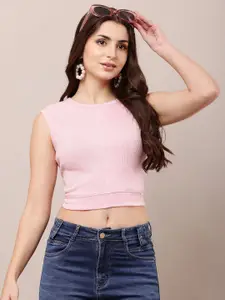 Raabta Fashion Women Ribbed Fitted Crop Top