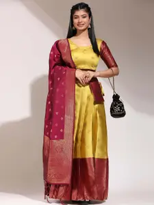 DIVASTRI Woven Design Silk Semi-Stitched Lehenga & Unstitched Blouse With Dupatta