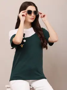 Raabta Fashion Women Colourblocked Round Neck Cotton Top