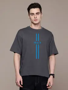 Moda Rapido Men Typography Printed Round Neck Cotton Oversized Fit T-shirt