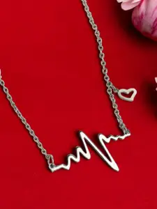 OOMPH Silver-Plated Heartbeat Shaped Minimal Necklace