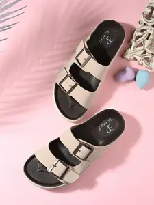 El Paso Women Open Toe Flats with Buckles