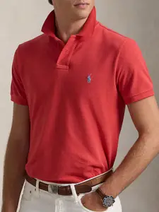Polo Ralph Lauren Men Solid Polo Collar Cotton Slim Fit T-shirt