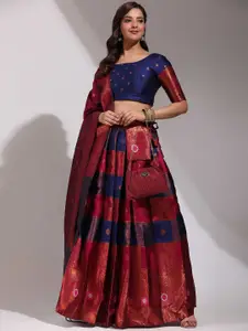 DIVASTRI Floral Woven Design Semi-Stitched Lehenga & Unstitched Blouse With Dupatta
