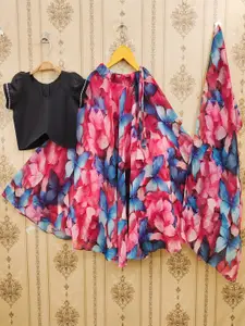 BAESD Girls Foil Print Ready to Wear Lehenga & Blouse With Dupatta