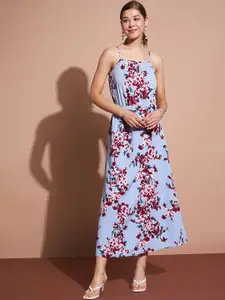 DressBerry Floral Print Crepe Fit & Flare Midi Dress