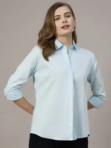 The Roadster Lifestyle Co. Women Spread Collar Solid Cotton Casual Shirt