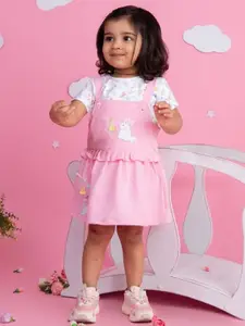 Babys Day Infant Girls Printed Cotton Dungaree With Top & Panty