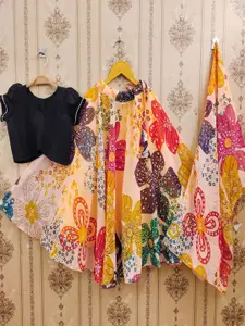 BAESD Girls Floral Printed Ready to Wear Lehenga & Choli With Dupatta