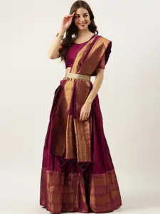 DIVASTRI Woven Design Zari Unstitched Blouse And Lehenga With Dupatta