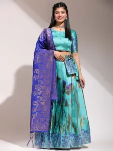 DIVASTRI Woven Design Silk Semi-Stitched Lehenga & Unstitched Blouse With Dupatta