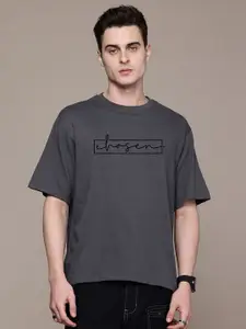 Moda Rapido Men Typography Printed Round Neck Cotton Oversized Fit T-shirt