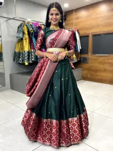 DIVASTRI Zari Semi-Stitched Lehenga & Unstitched Blouse With Dupatta