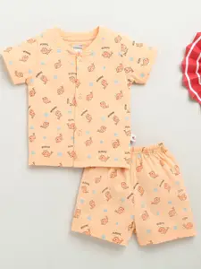 BUMZEE Boys Printed Pure Cotton Jhabla With Shorts