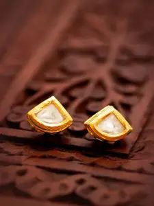 aadita Gold-Plated Kundan Studded Triangular Shaped Studs