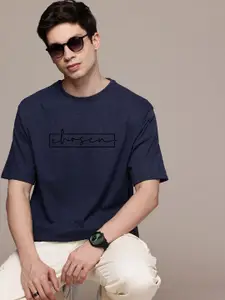 Moda Rapido Men Typography Printed Round Neck Cotton Oversized Fit T-shirt