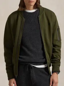 Polo Ralph Lauren Men Spread Collar Solid Cotton Casual Bomber Jacket