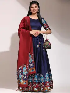 DIVASTRI Printed Semi-Stitched Lehenga & Unstitched Blouse With Dupatta