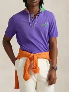 Polo Ralph Lauren Men Solid Polo Collar Cotton Slim Fit T-shirt