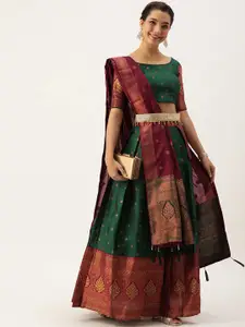 DIVASTRI Woven Design Silk Semi-Stitched Lehenga & Unstitched Blouse With Dupatta