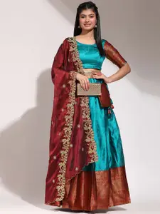 DIVASTRI Woven Design Silk Semi-Stitched Lehenga & Unstitched Blouse With Dupatta