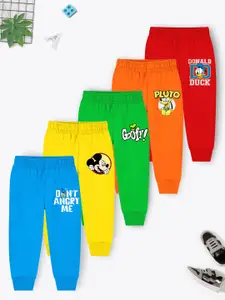 Disney By Miss and Chief Boys Pack Of 5 Cartoon Characters Printed Cotton Joggers