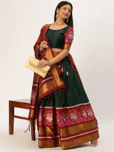 DIVASTRI Woven Design Silk Semi-Stitched Lehenga & Unstitched Blouse With Dupatta