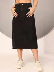 DOLCE CRUDO Denim A-Line Midi Skirt