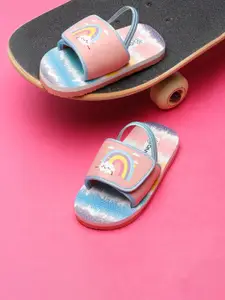 ONYC Girls Printed Sliders With Adjustable Strap & Back Support