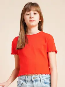 Vero Moda Girls Solid Round Neck Cotton T-shirt