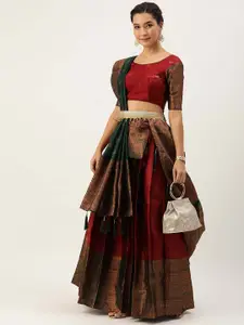 DIVASTRI Woven Design Silk Semi-Stitched Lehenga & Unstitched Blouse With Dupatta
