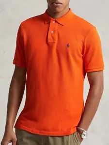 Polo Ralph Lauren Men Solid Polo Collar Cotton Slim Fit T-shirt
