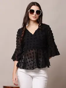 Raabta Fashion Women Bell Sleeves Peplum Top