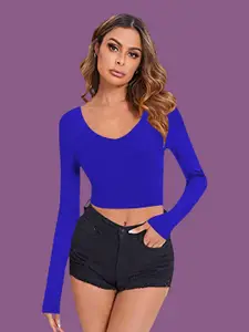 Dream Beauty Fashion Scoop Neck Solid Crop Top