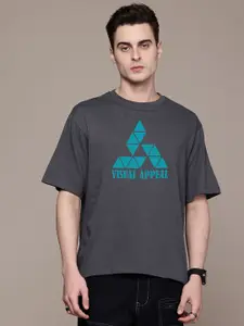 Moda Rapido Men Typography Printed Round Neck Cotton Oversized Fit T-shirt