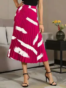 ZWERLON Women Printed A-Line Midi Skirt