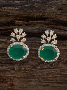 Kushal's Fashion Jewellery Rhodium-Embellished Bridal Dome Shaped Zircon Jhumkas Earrings