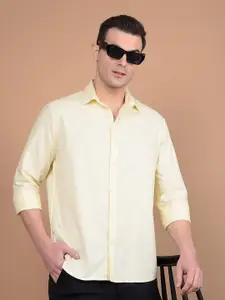 Crimsoune Club Men Classic Slim Fit Spread Collar Solid Cotton Casual Shirt