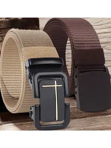 Metronaut Men Pack Of 2 Textured Formal Belt