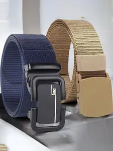 Metronaut Men Pack Of 2 Canvas Woven Design Belt