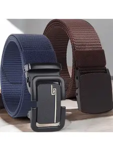 Metronaut Men Pack Of 2 Textured Formal Belt
