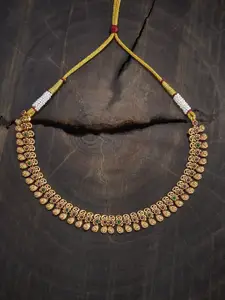Kushal's Fashion Jewellery Gold-Plated Stone Studded Antique Necklace