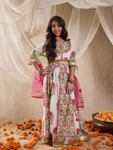 pspeaches Girls Printed Ready to Wear Lehenga & Blouse With Dupatta