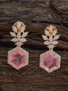 Kushal's Fashion Jewellery Embellished Bridal White Gold Plating Geometric Zircon Studs