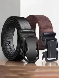 Metronaut Men Pack Of 2 Textured  Belt