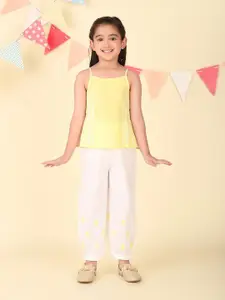 Fabindia Girls Embroidered Pure Cotton Top With Trouser